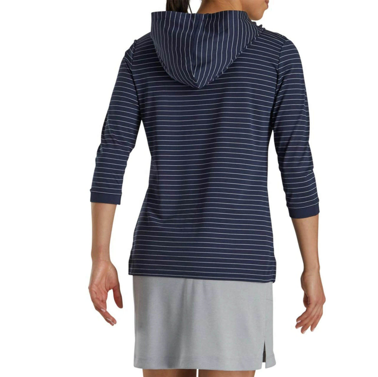 FootJoy Women's 3/4 Sleeve Pinstripe Hoodie 3 FootJoy Women's 3/4 Sleeve Pinstripe Hoodie - Image 3
