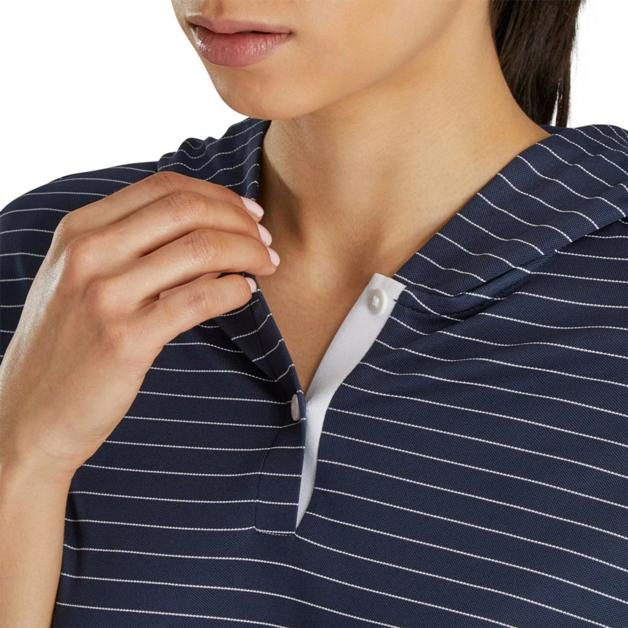 FootJoy Women's 3/4 Sleeve Pinstripe Hoodie 4 FootJoy Women's 3/4 Sleeve Pinstripe Hoodie - Image 4
