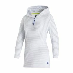 FootJoy Women's 3/4 Sleeve Pinstripe Hoodie 16 FootJoy Women's 3/4 Sleeve Pinstripe Hoodie -Golf Clubs Shop footjoy womens 3 4 sleeve pinstripe hoodie white 01 67152.1633109315