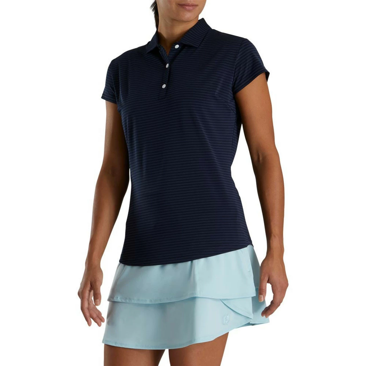 FootJoy Women's Cap Sleeve Tonal Stripe Polo 1 FootJoy Women's Cap Sleeve Tonal Stripe Polo