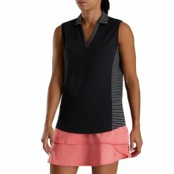 FootJoy Women's Open Placket Sleeveless Polo 17 FootJoy Women's Open Placket Sleeveless Polo -Golf Clubs Shop footjoy womens open placket sleeveless polo black 02 39819.1673285373