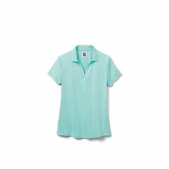 FootJoy Women's Open Placket Space Dye Polo -Golf Clubs Shop footjoy womens open placket space dye polo aquamarine white 01 90386.1631902166