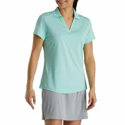 FootJoy Women's Open Placket Space Dye Polo -Golf Clubs Shop footjoy womens open placket space dye polo aquamarine white 02 54391.1631902166