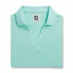 FootJoy Women's Open Placket Space Dye Polo -Golf Clubs Shop footjoy womens open placket space dye polo aquamarine white 05 65345.1631902166