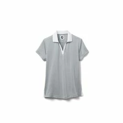FootJoy Women's Open Placket Space Dye Polo -Golf Clubs Shop footjoy womens open placket space dye polo grey white 01 80741.1631902166