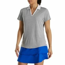 FootJoy Women's Open Placket Space Dye Polo -Golf Clubs Shop footjoy womens open placket space dye polo grey white 02 01494.1631902166