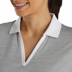FootJoy Women's Open Placket Space Dye Polo -Golf Clubs Shop footjoy womens open placket space dye polo grey white 04 86780.1631902167