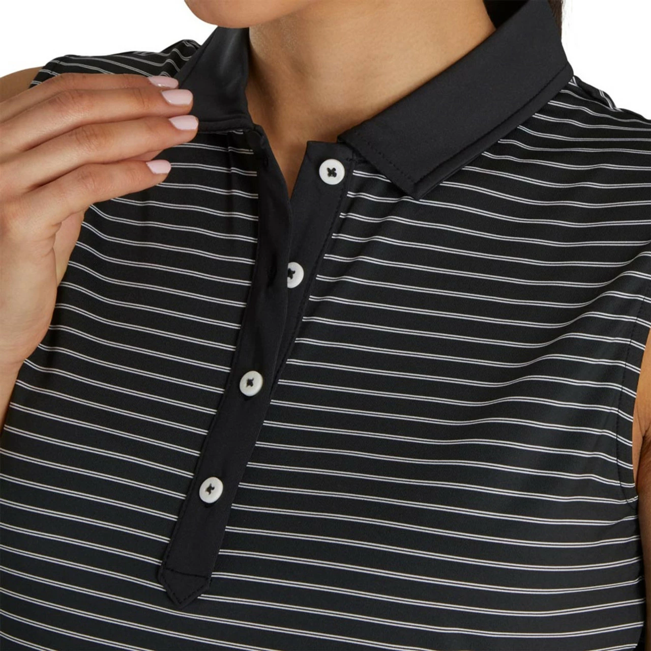 FootJoy Women's Sleeveless Pinstripe Polo 9 FootJoy Women's Sleeveless Pinstripe Polo - Image 9