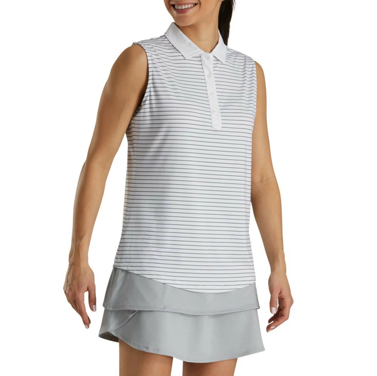 FootJoy Women's Sleeveless Pinstripe Polo 12 FootJoy Women's Sleeveless Pinstripe Polo - Image 12