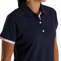 FootJoy Women's Watercolor Trim Polo 30 FootJoy Women's Watercolor Trim Polo -Golf Clubs Shop footjoy womens watercolor trim polo navy 04 63599.1676584497