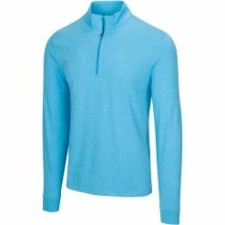 Greg Norman Heathered 1/4 Zip Mock -Golf Clubs Shop greg norman heathered 1 4 zip mock riviera blue heather 01 18533.1632775036