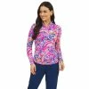 IBKUL Aubrey Print Long Sleeve Mock Neck -Golf Clubs Shop ibkul aubrey print long sleeve mock neck plum multi 01 97993.1676584295