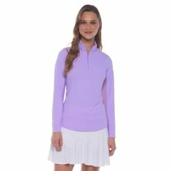 IBKUL Mini Check Long Sleeve Zip Mock -Golf Clubs Shop ibkul mini check long sleeve zip mock lavender 01 99147.1676581378