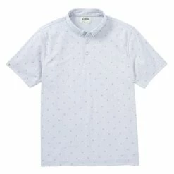 Linksoul Micro Fern Print Oxford Polo -Golf Clubs Shop linksoul micro fern print oxford polo soft sky 01 95222.1676589637