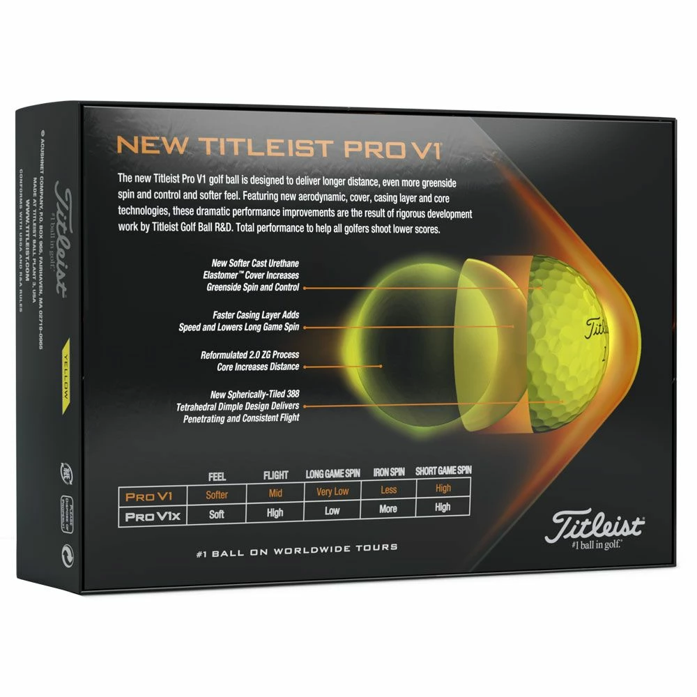 Titleist Pro V1 Yellow Golf Balls 4 Titleist Pro V1 Yellow Golf Balls - Image 4
